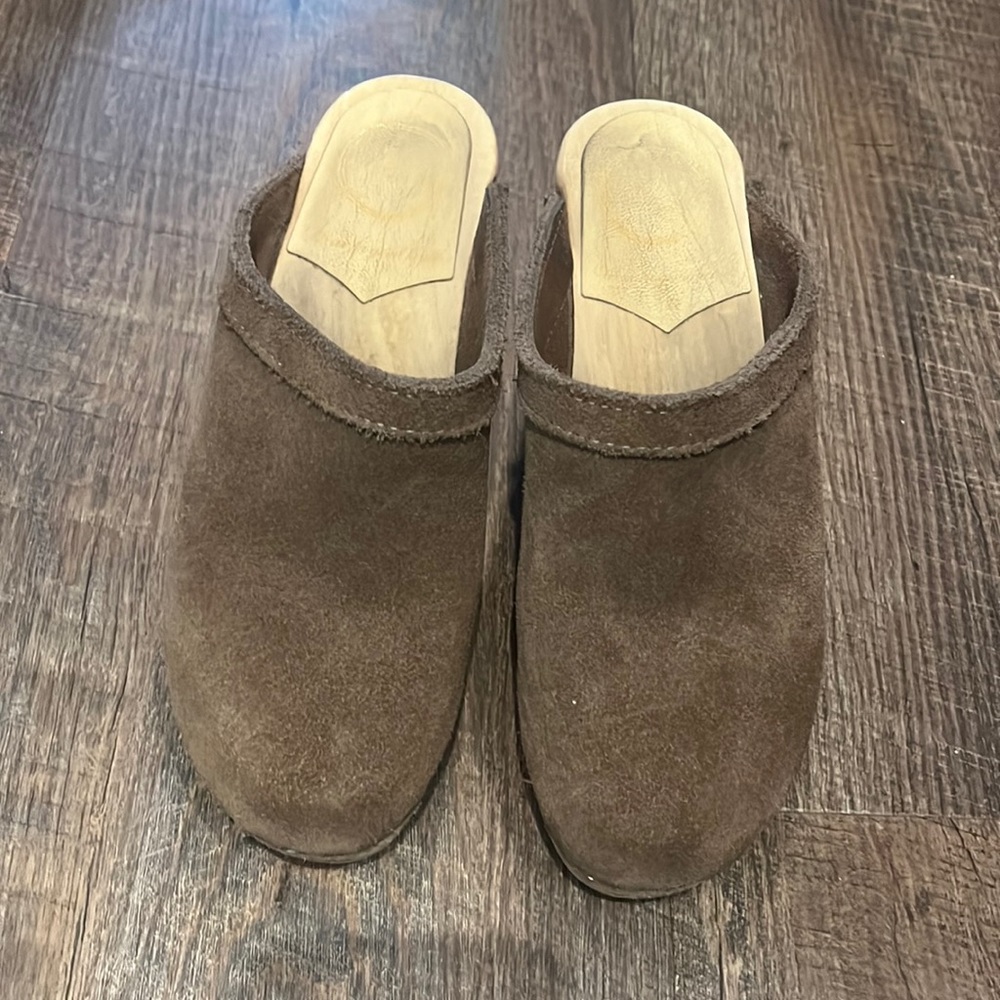 No.6 Old School clog high heel 6 brown suede